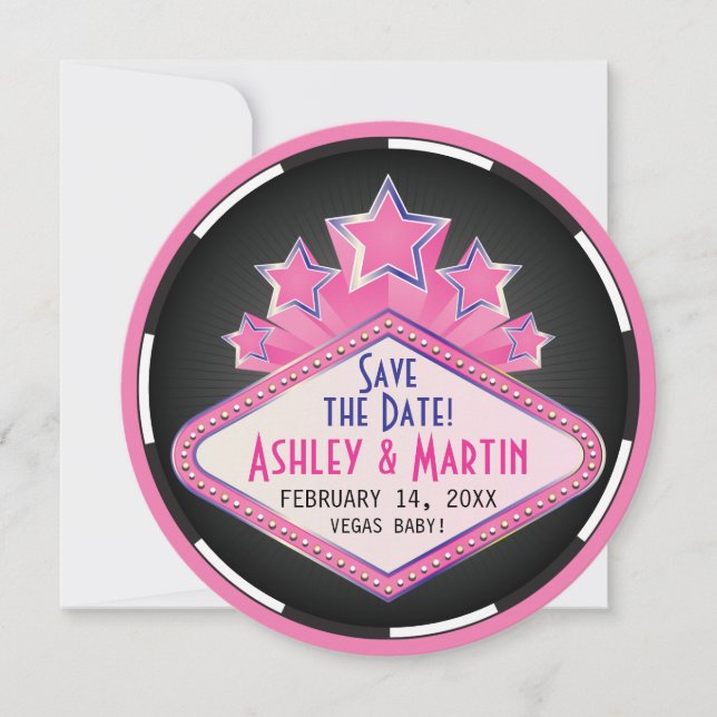 Cute Vegas Casino Destinationsbröllopsdag Spara (Framsida)