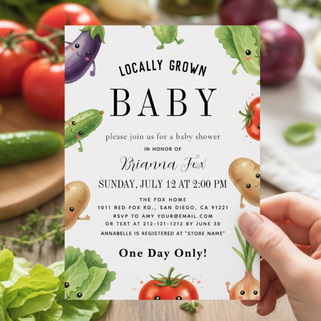 Cute Vegetable Locally Grown farm Baby Shower Inbjudningar (Skapare uppladdad)
