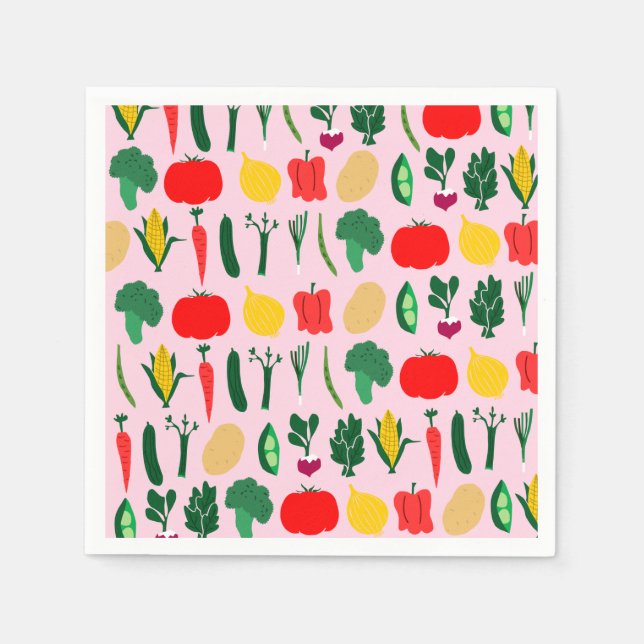 Cute Vegetables Paper Napkins Pappersservett (Framsidan)