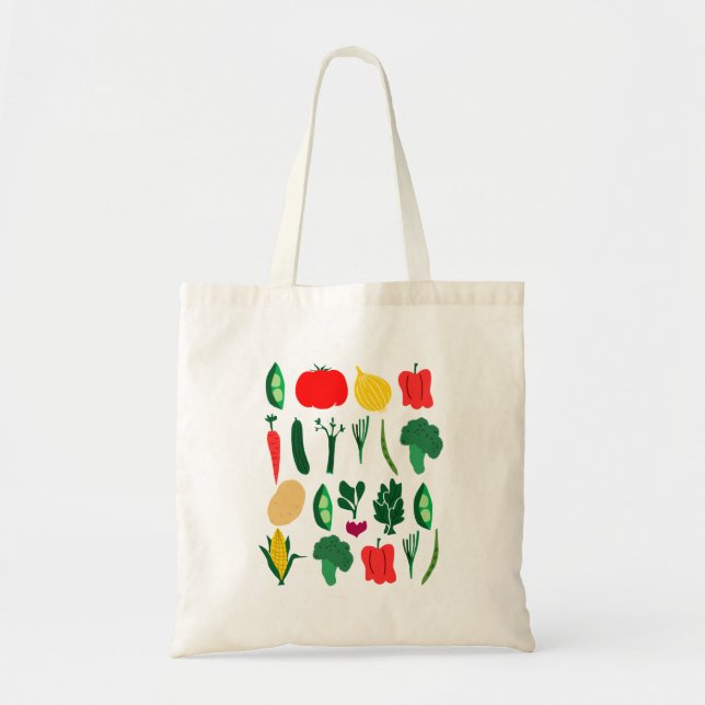Cute Vegetables Tote Bag Tygkasse (Framsidan)