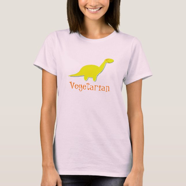 Cute Vegetarian Dinosaur Tee Shirt (Framsida)