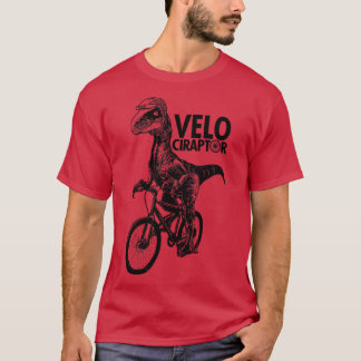 Cute Velociraptor Dinosaur Riding Bicycle Gift för T Shirt