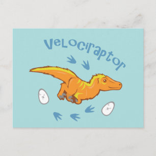 Cute Velociraptor Vykort