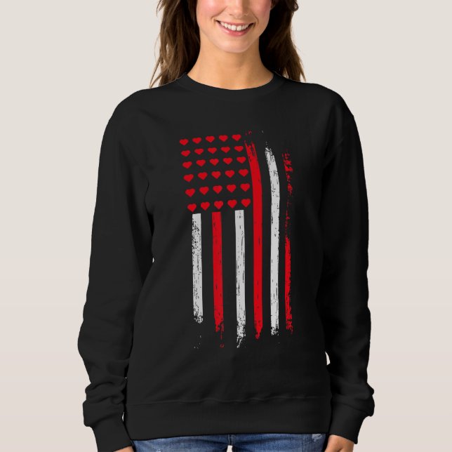 Cute Veteran Mini Hearts Flag Military Valentine's T Shirt (Framsida)