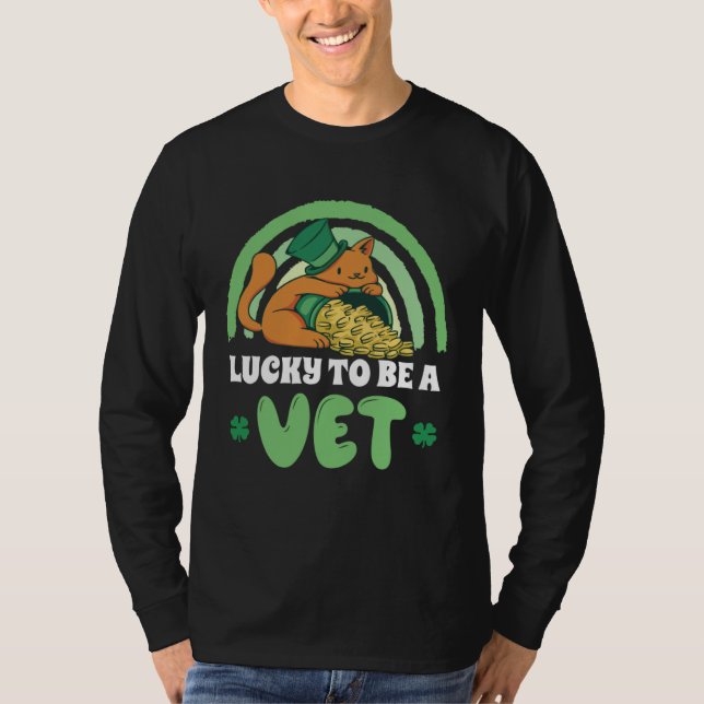 Cute Veterinarian Cat Vet Tech St Patrick s Day T Shirt (Framsida)