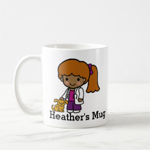 Cute Veterinarian Girl with puppy Kaffemugg