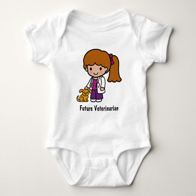 Cute Veterinarian Girl with puppy T Shirt (Framsida)