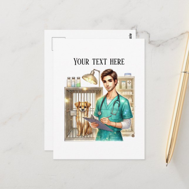 Cute Veterinarian Office customizable  Vykort (Fram/Back In Situ)