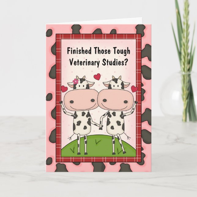 Cute Veterinary Medicine Student Tecknad Cows Kort (Framsida)