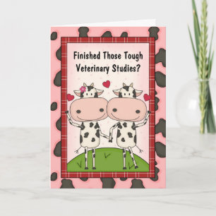 Cute Veterinary Medicine Student Tecknad Cows Kort
