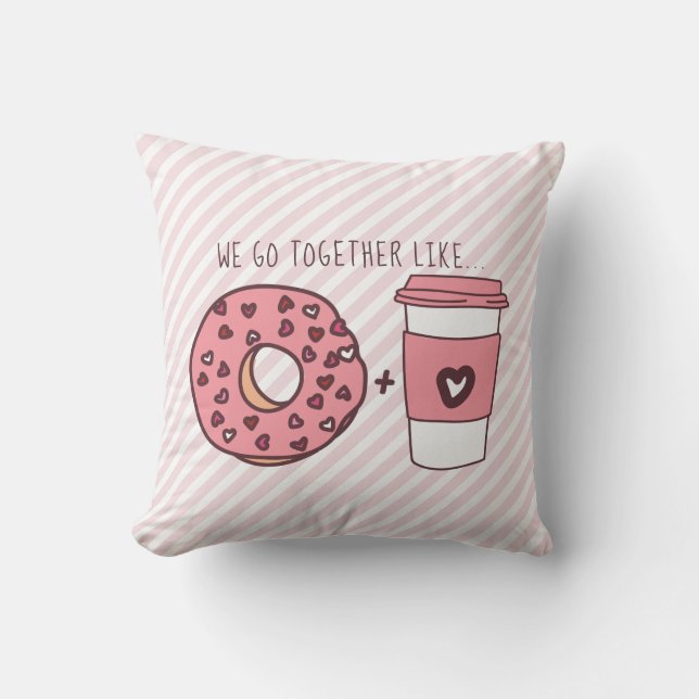 Cute Vi går tillsammans med Donut och kaffe Valent Kudde (Framsida)