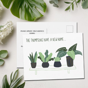 Cute Vi har flyttat New Home Adress Poted Plantor Vykort