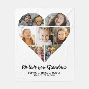 Cute Vi kärlek dig Grandma-fotokollage Fleecefilt