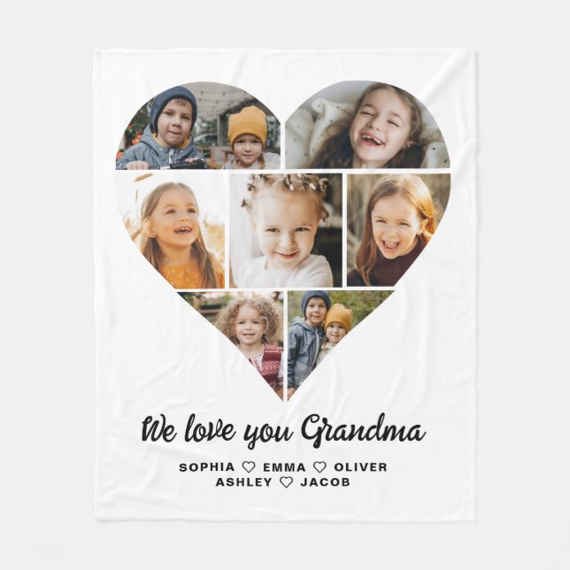 Cute Vi kärlek dig Grandma-fotokollage Fleecefilt (Framsidan)