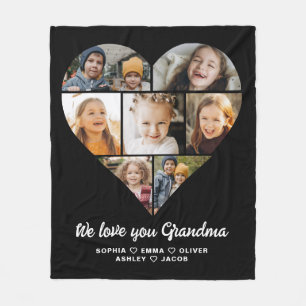 Cute Vi kärlek dig Grandma-fotokollage Fleecefilt