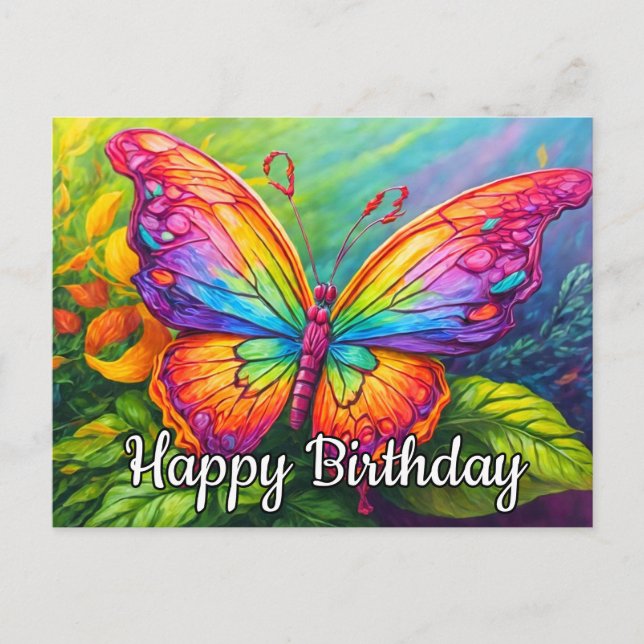 Cute Vibrant Artistic Butterfly Art Helg Vykort (Framsida)