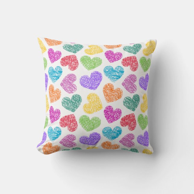 Cute Vibrant Doodled Heart Valentine Day Mönster Kudde (Framsida)