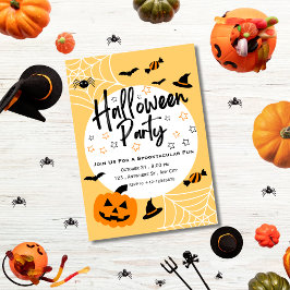 Cute Vibrant Gult Orange Spooktacular Halloween Inbjudningar