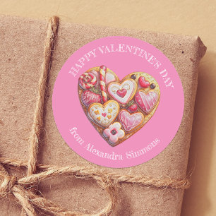 Cute Vibrant Hearful of Sweets Valentine Day Runt Klistermärke