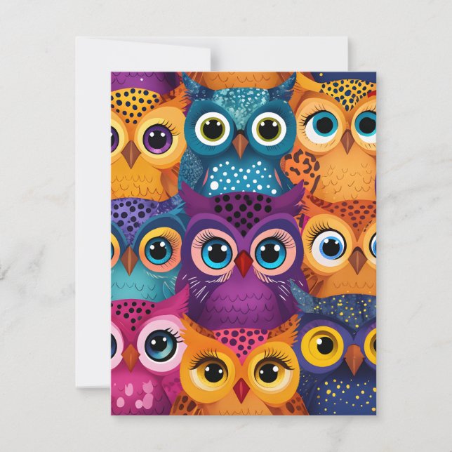 Cute Vibrant Uggla Julkort (Framsida)