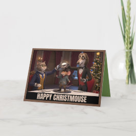 Cute Victorian cats and dog Christmas Kort