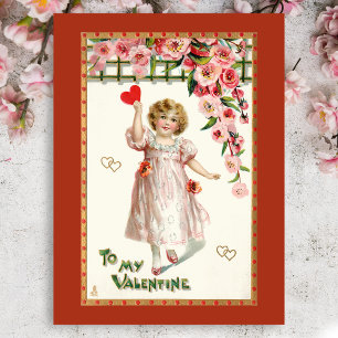 Cute Victorian Child Valentine Helg Vykort