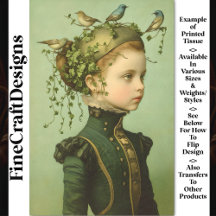 Cute Victorian Girl & Vines & Birds BD9 Decoupage