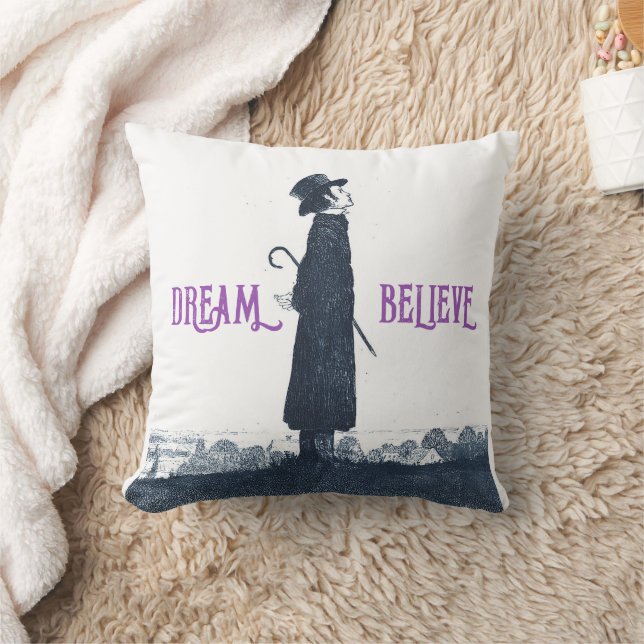 Cute Victorian Man Dream Tro Quote Kudde (Filt)