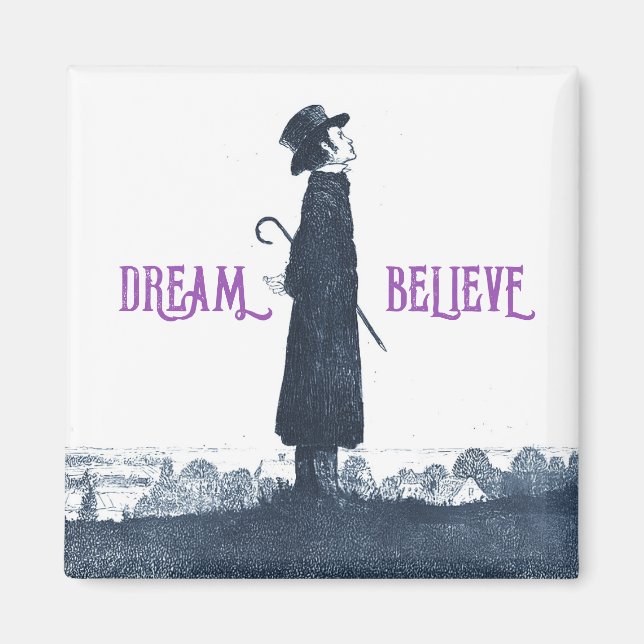 Cute Victorian Man Dream Tro Quote Magnet (Framsidan)