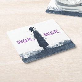 Cute Victorian Man Dream Tro Quote Underlägg Papper Kvadrat