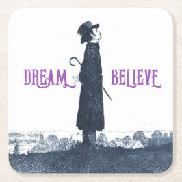 Cute Victorian Man Dream Tro Quote Underlägg Papper Kvadrat