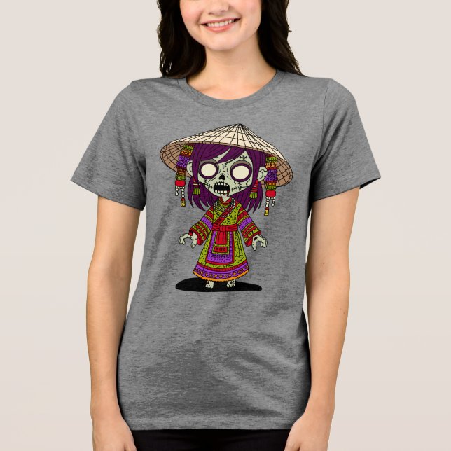 Cute Vietnamese Zombie T Shirt (Framsida)