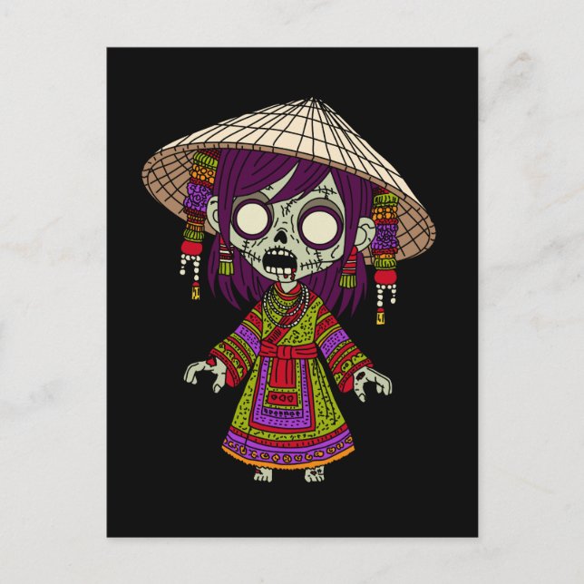 Cute Vietnamese Zombie Vykort (Framsida)