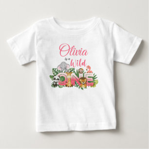 Cute Vild 1 1:a födelsedagen Safari Jungle Girl T Shirt