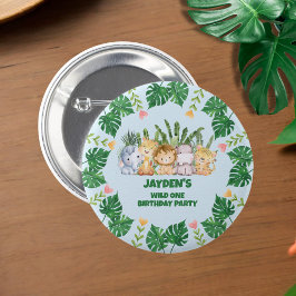 Cute Vild 1 Jungle Safari Animal Birday Knapp