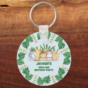Cute Vild 1 Jungle Safari Animal Birday Nyckelring