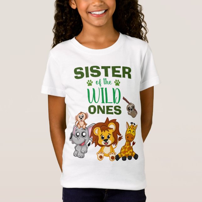 Cute Vild 1 Jungle Safari Animal Twillingar Syster T Shirt (Framsida)