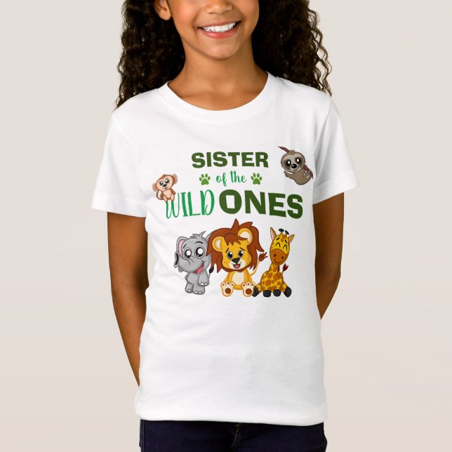 Cute Vild 1 Jungle Safari Animal Twillingar Syster T Shirt (Framsida)