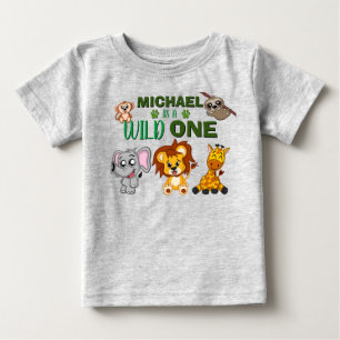 Cute Vild 1 Jungle Safari Animals första födelse T Shirt