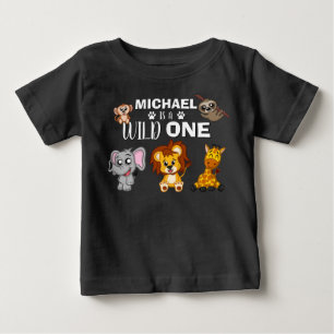 Cute Vild 1 Jungle Safari Animals första födelse T Shirt