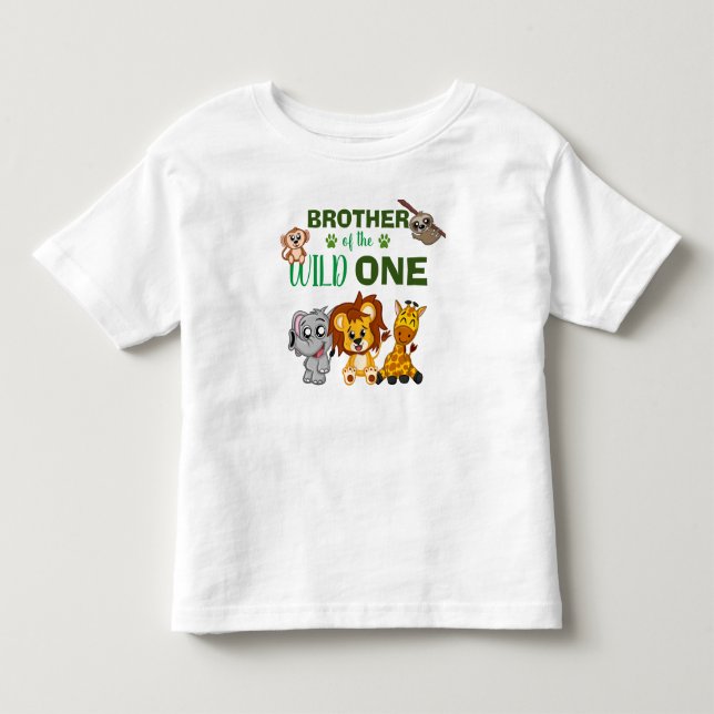 Cute Vild 1 Jungle Safari Animals första födelseda T Shirt (Framsida)