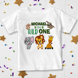 Cute Vild 1 Jungle Safari Animals första födelseda T Shirt