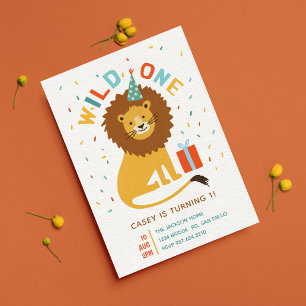 Cute Vild 1 Lejon 1:a födelsedag Safari Party Inbjudningar