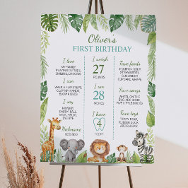 Cute Vild 1 Safari 1:a födelsedagsskylt Poster
