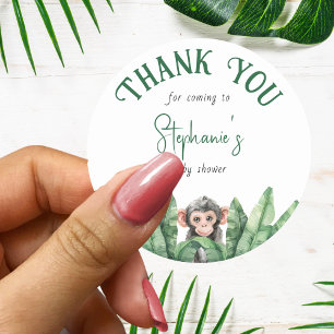 Cute Vild 1 Safari Animals Baby Shower Tack Runt Klistermärke