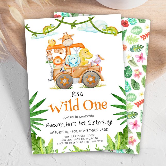 Cute Vild 1 Safari Birthday Inbjudningar (Cute Wild One Safari Birthday Invitation)