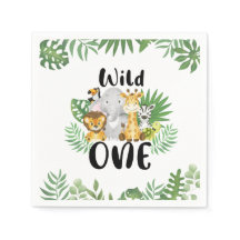 Cute Vild 1 Safari-djur 1:a födelsedagen