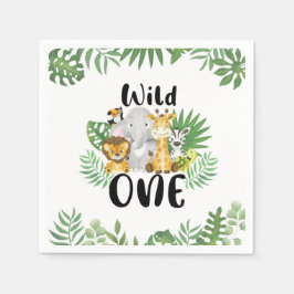 Cute Vild 1 Safari-djur 1:a födelsedagen Pappersservett