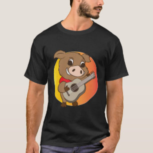 Cute Vild Boar spelar Guitar Musician Grisar T Shirt