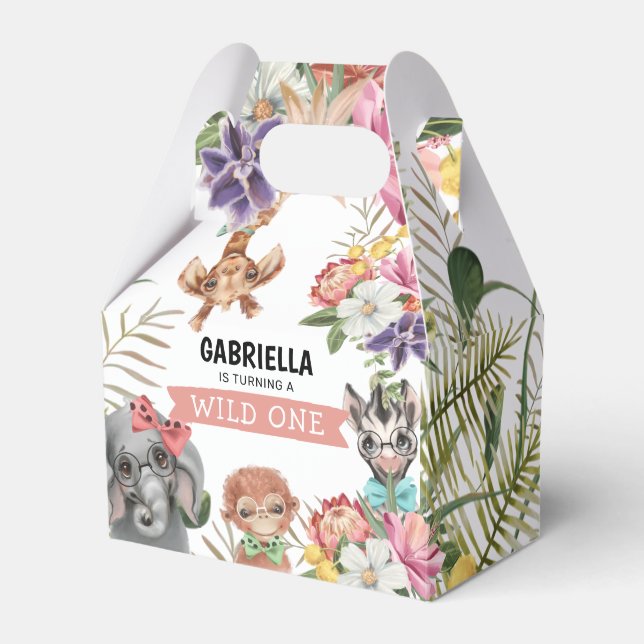 Cute Vild en jungle Girl Birthday Presentaskar (Framsidan Sidan)